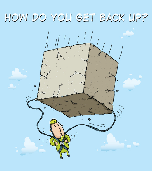 Headline by Franke James; Man with cement parachute ©istockphoto.com/blamb  