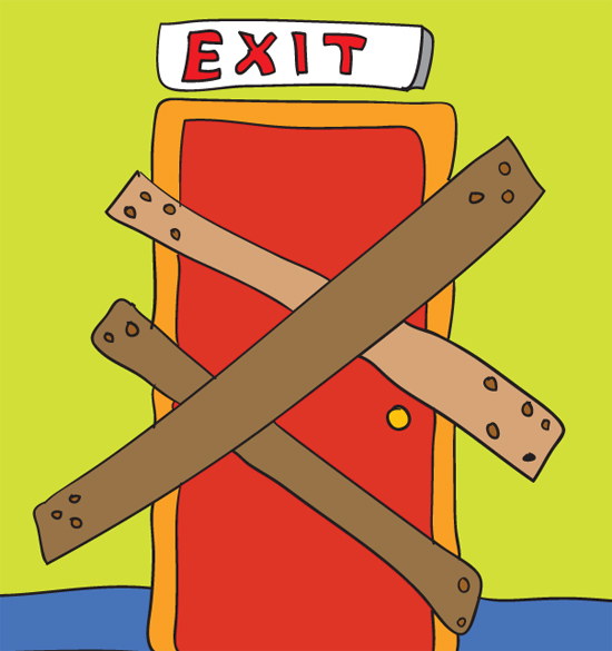Exit illustration by MirekP, istockphoto with colors by Franke James